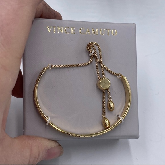 Vince Camuto Gold Tone Pretty Pave Slider Bracelet Bolo Closure - Picture 6 of 13